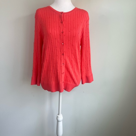 Cable‎ & Gauge Vibrant Coral Knit Sweater - Picture 1 of 7
